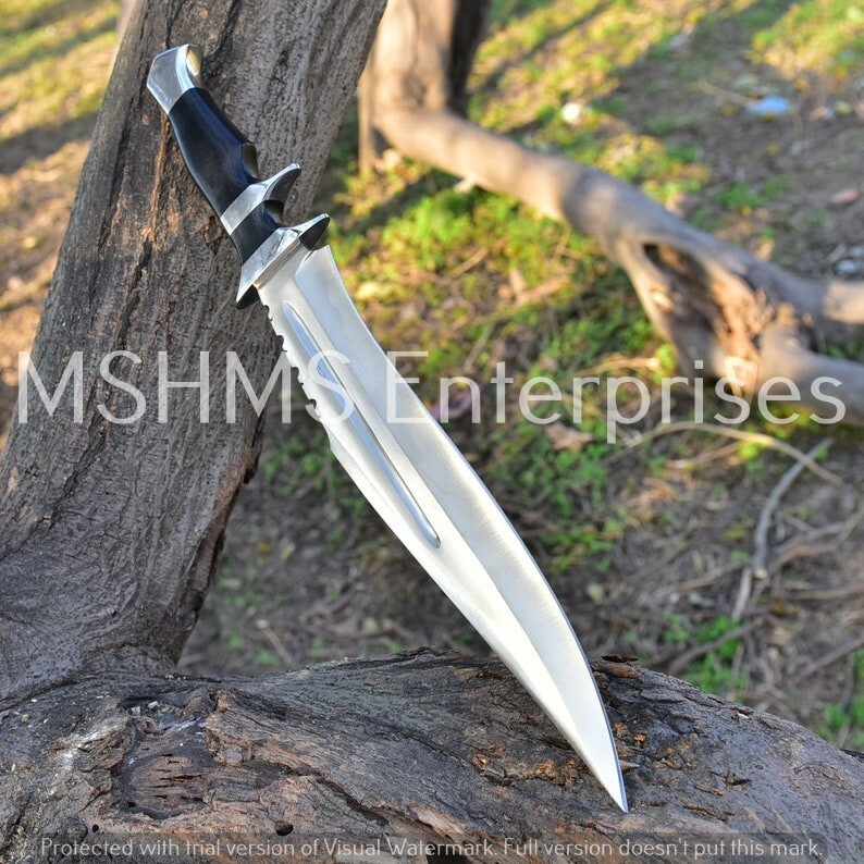 18 INCH HANDMADE D2 STEEL HUNTING HIGH POLISH BOWIE KNIFE W/SHEATH HORN HANDLE