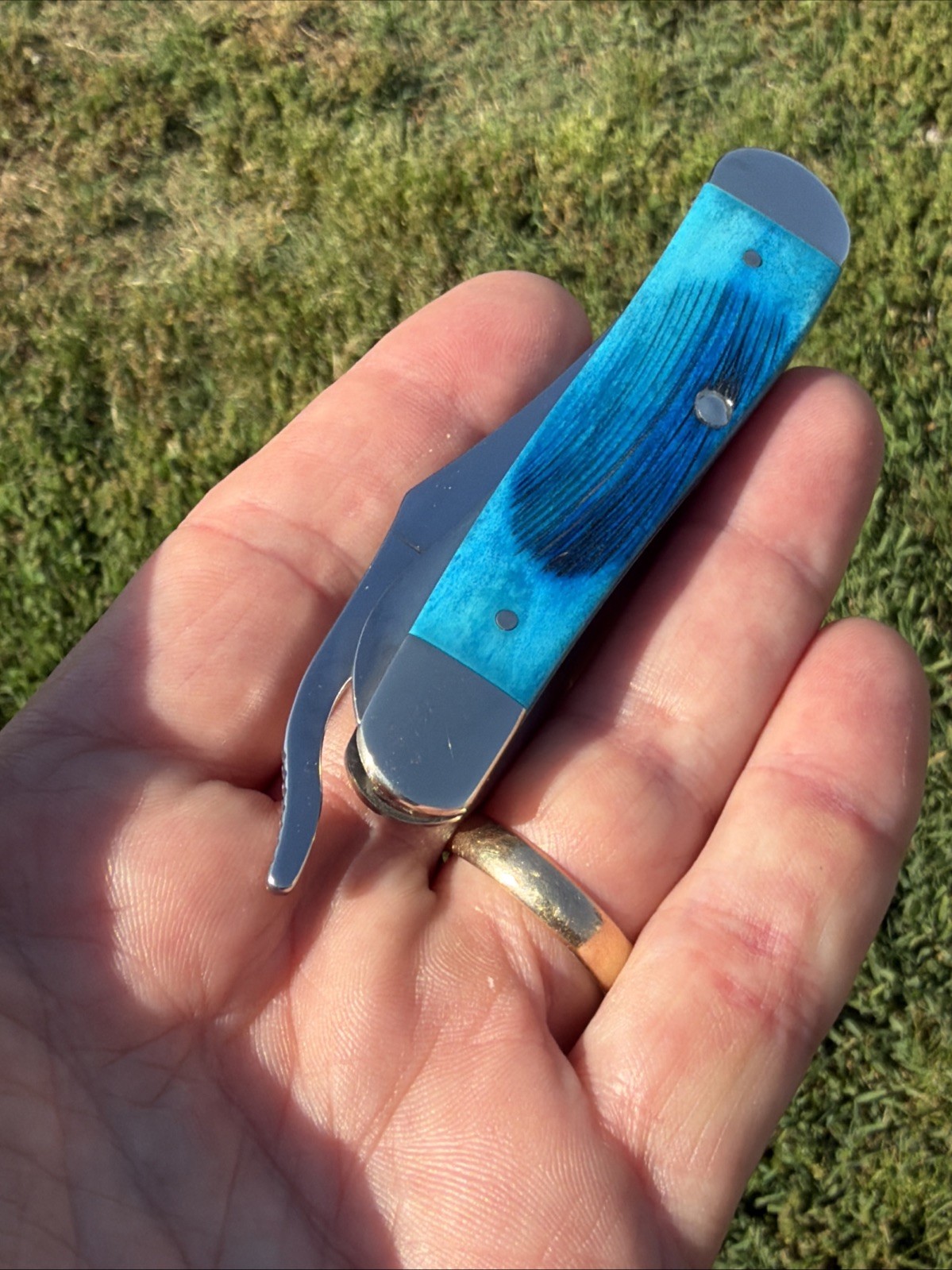 CASE XX 2025 SAWCUT CARRIBEAN BLUE BONE 61953L SS RUSSLOCK KNIFE