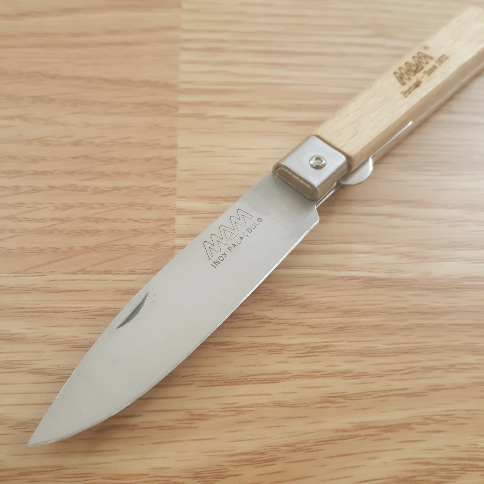 MAM Medium Linerlock Folding Knife 3.25″ Stainless Steel Blade Beech Wood Handle