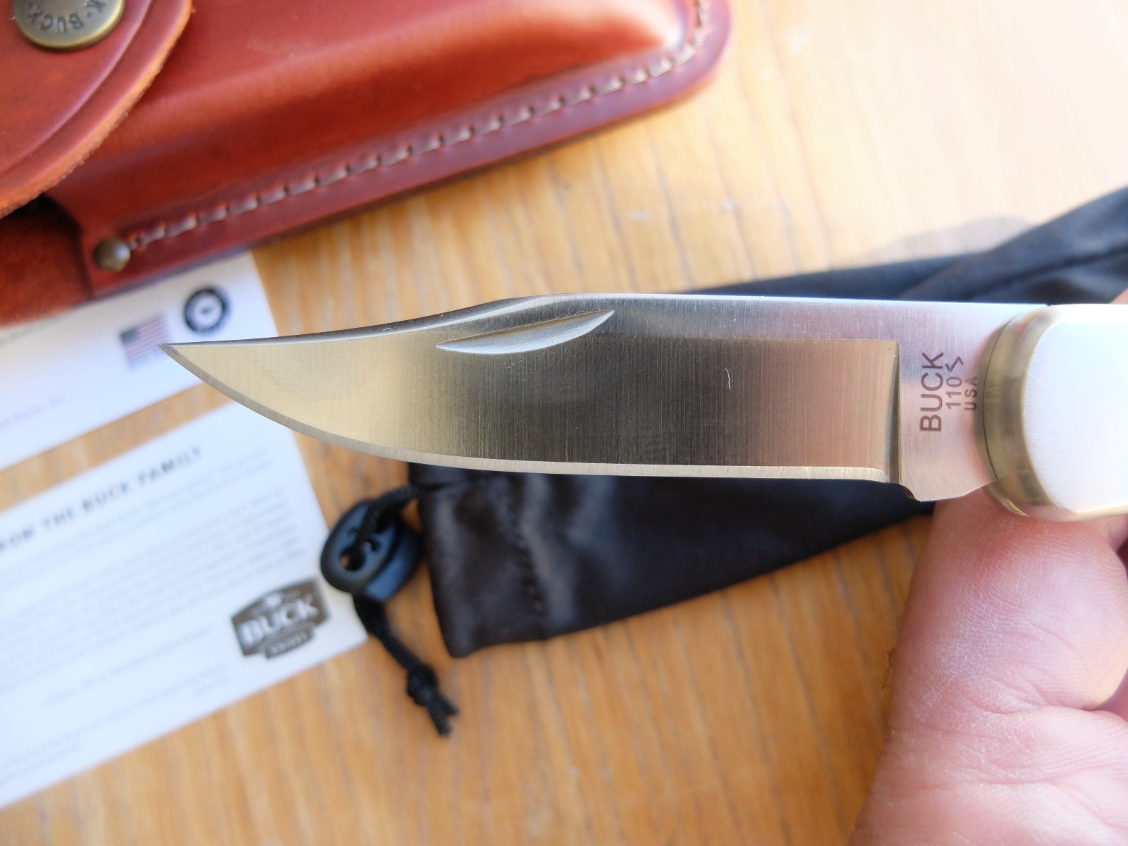 Buck 110 Bos Magnacut blade blue denim micarta folding hunter knife w COA BOTM