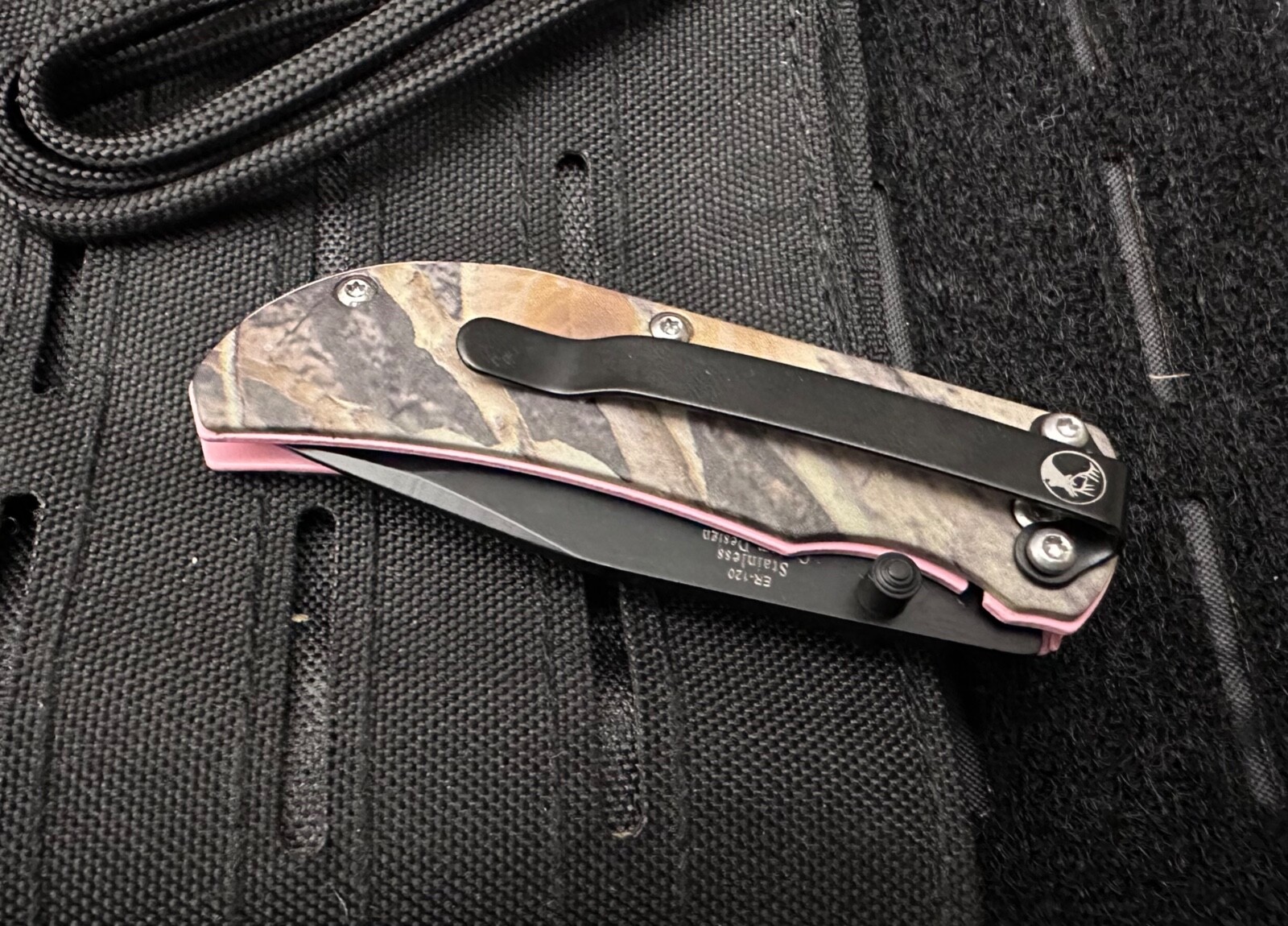 Pink Pocket Knife Camo Small Belt Clip Folding Manual Elk Ridge 5.5″ Overall
