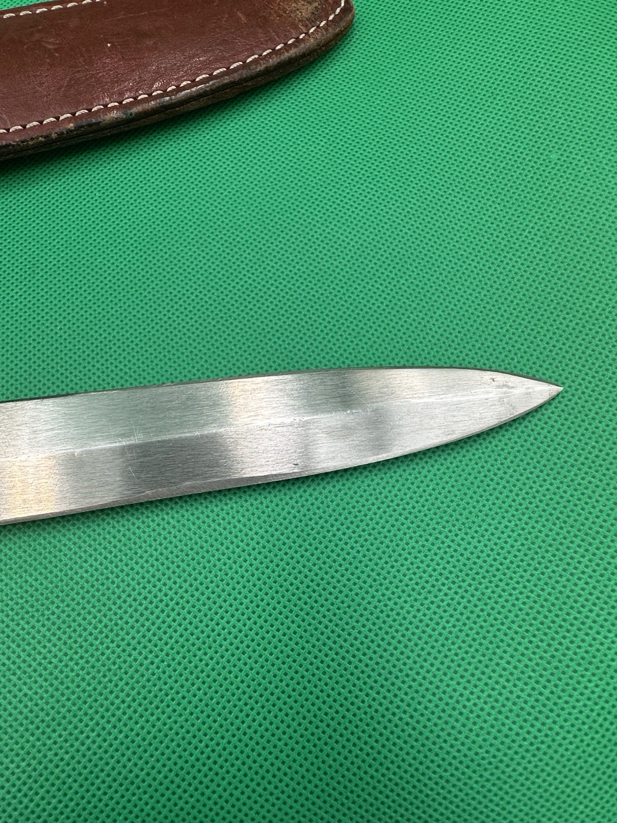 Vintage Italy Stiletto Double Edged Spear Point Fighting Knife With Sheath
