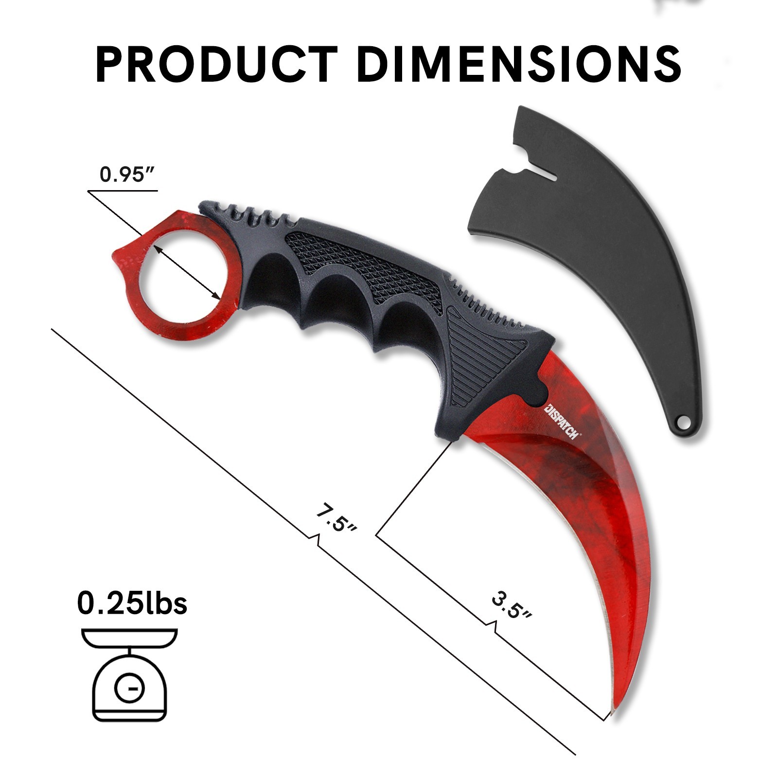 7.5″ Military Combat Tactical Karambit Fixed Blade Neck Knife w Sheath NEW Red