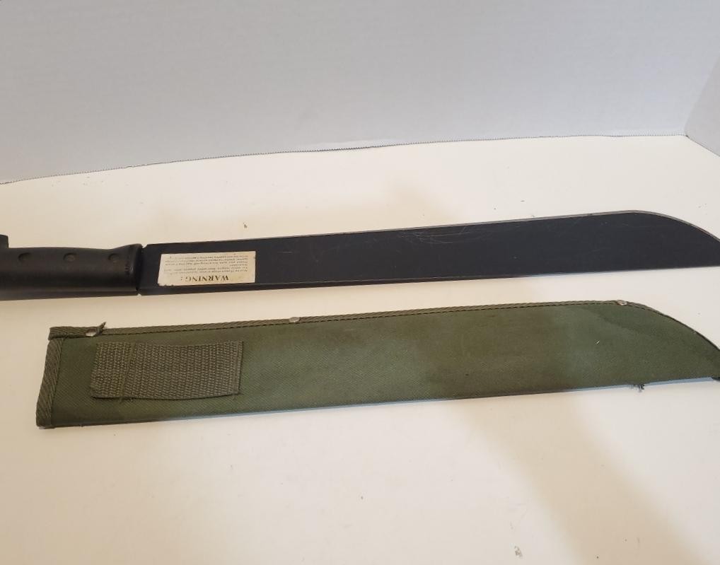 18″ Military Style Machete with OD Green Canvas Sheath Ontario OKC Style 1-18