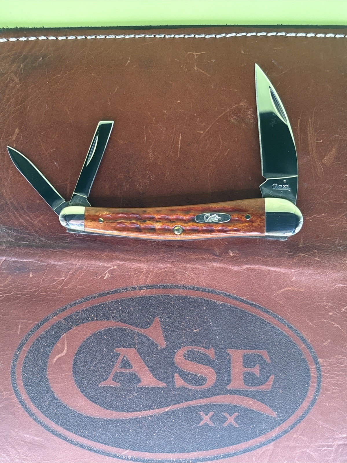 CASE XX SEAHORSE WHITTLER POCKET WORN HARVEST ORANGE BONE HANDLES KNIFE USA