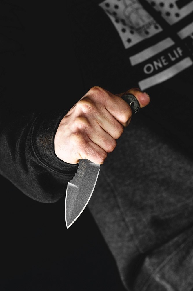 TOPS Felony Stop Fixed Knife 3.5″ 1095 Steel Blade Gray Micarta Onlay Handle