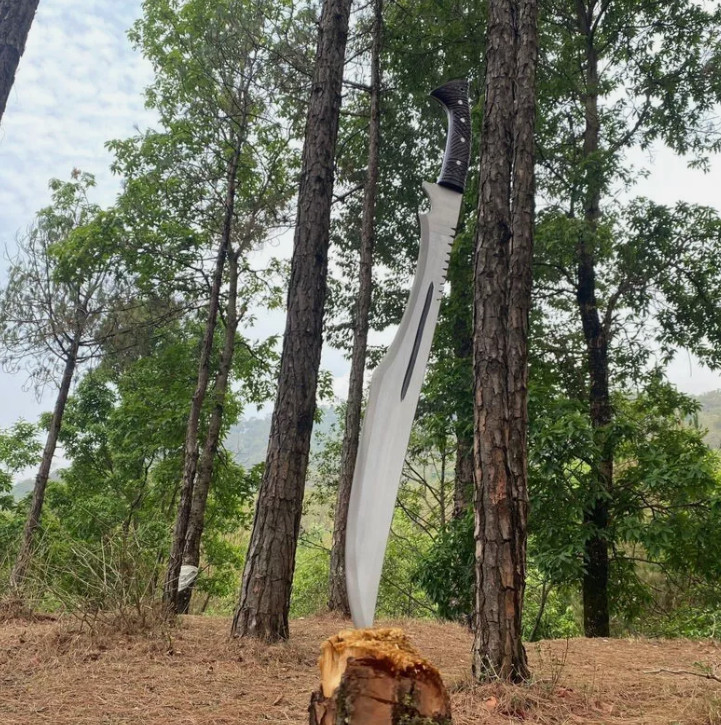 Custom Handmade Carbon Steel Blade Survival Machete Sword| Hunting Sword Camping