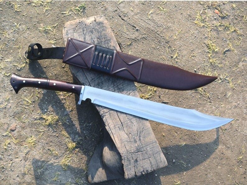 Custom Handmade Carbon Steel Blade Tactical Machete Sword| Hunting sword Camping