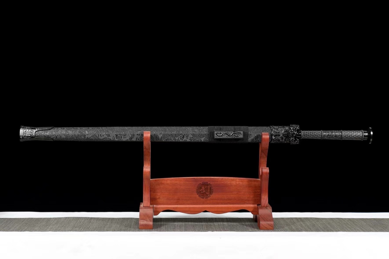 43»Black Dragon Chinese Han Dynasty Jian 1095 Steel Double Edge Straight Sword
