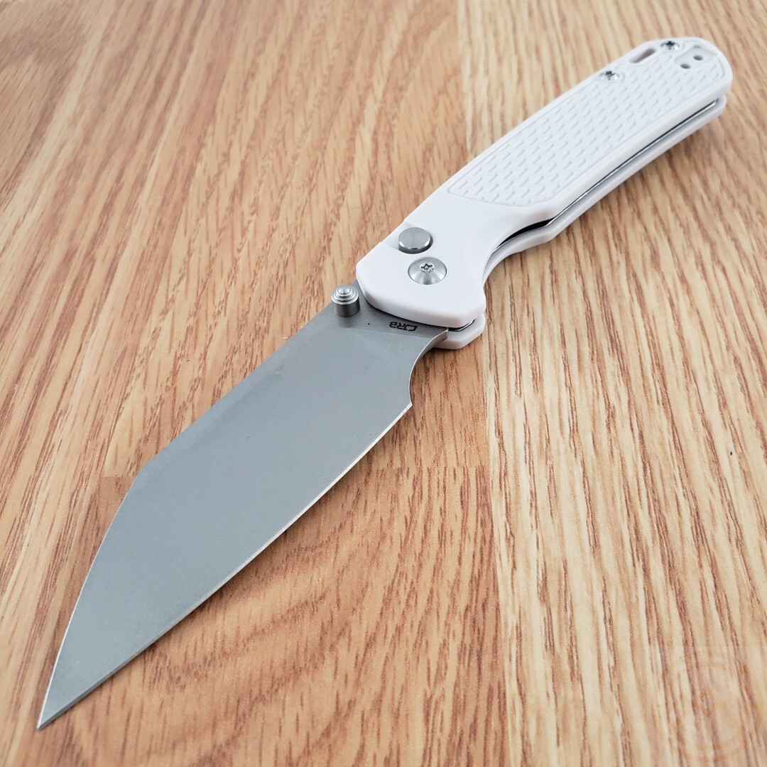 CJRB Pyrite Folding Knife 3.25″ CPM S90V Steel Blade Light Gray FRN Handle