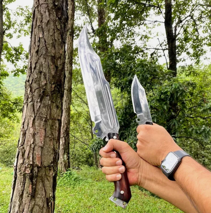 Custom Handmade Carbon Steel Blade Survival Bowie Knife- Hunting Knife Camping