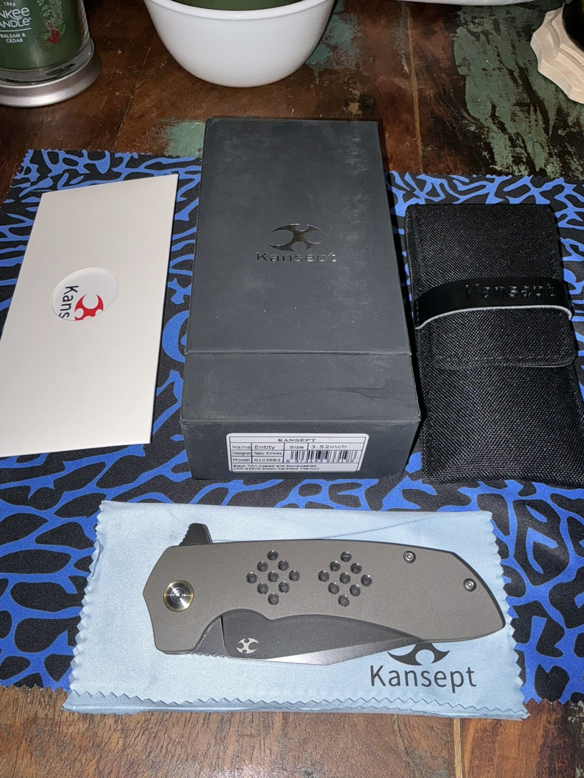 Kansept Entity Linerlock Knife 3.52″ CPM-S35VN Blade Bead Blasted Titanium NEW