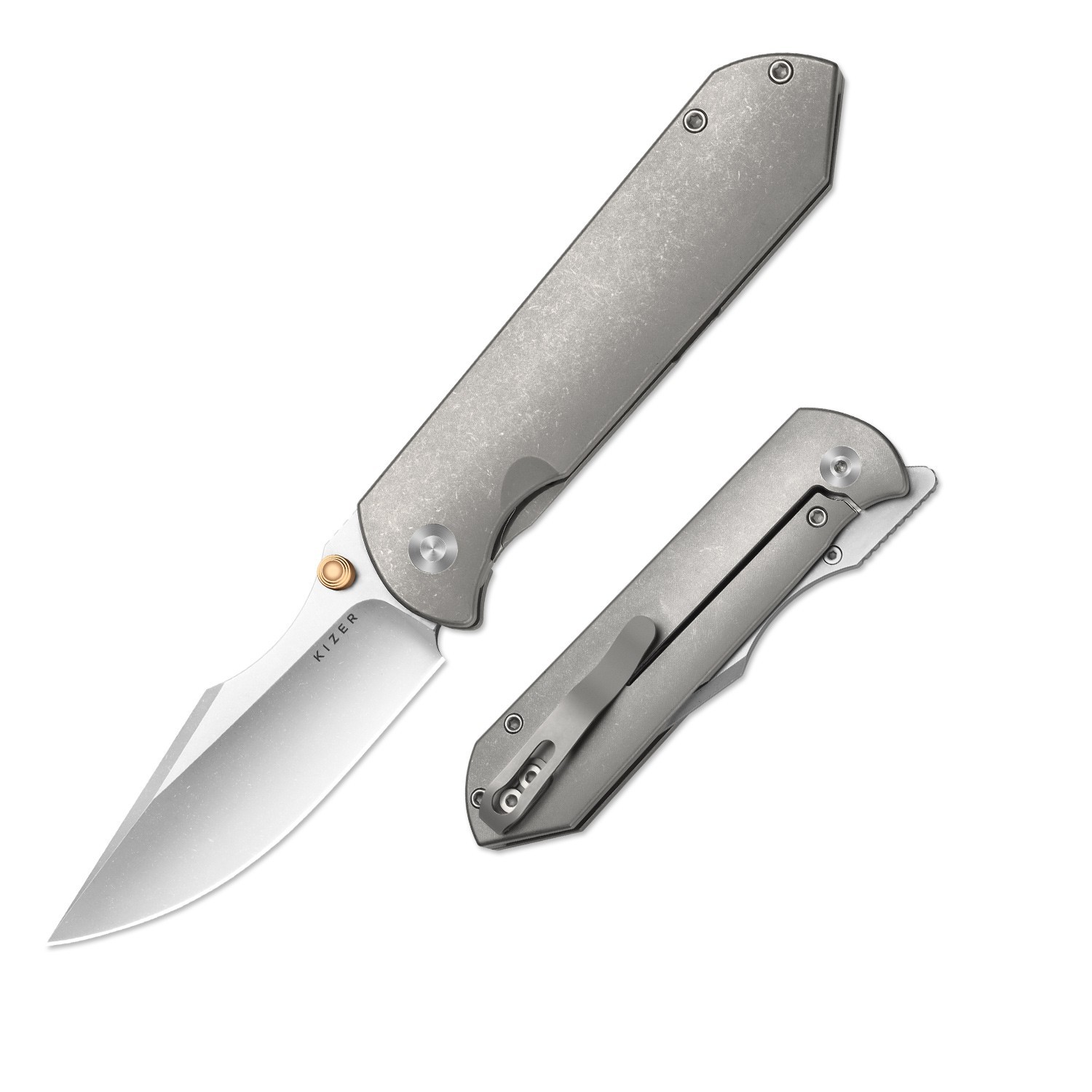Kizer Harpoon Fold Folding Pocket Knife Elmax Blade Titanium Handle Ki4784A1