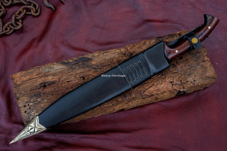 Handmade Greek Kopis Sword with 17 Inch 5160 Steel Blade, Full Tang Rosewood