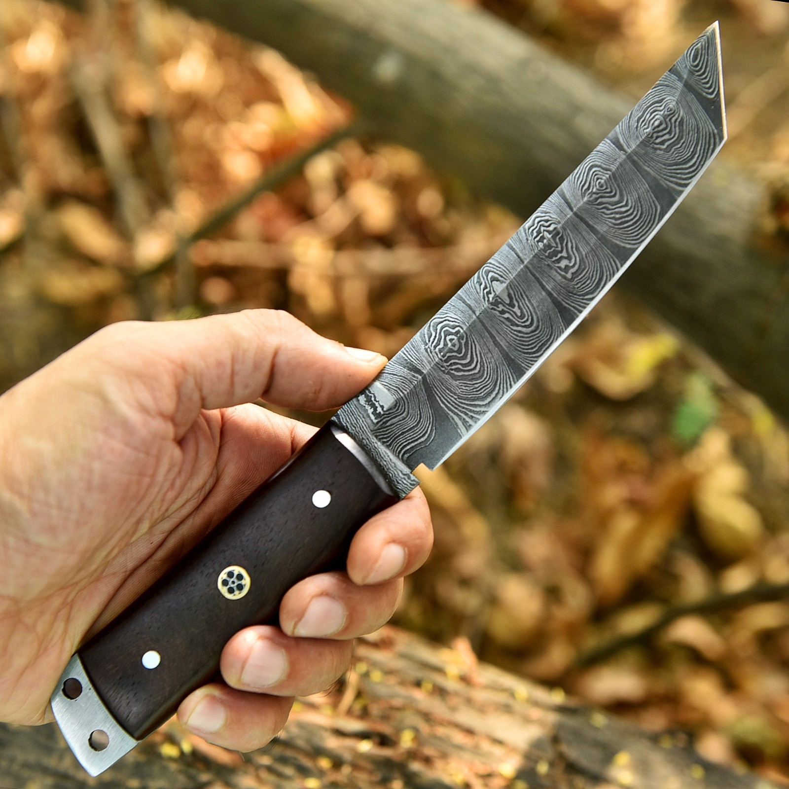 Custom Made Hand Forged Damascus Steel Fixed Blade Tanto Knife Hunting UU 41