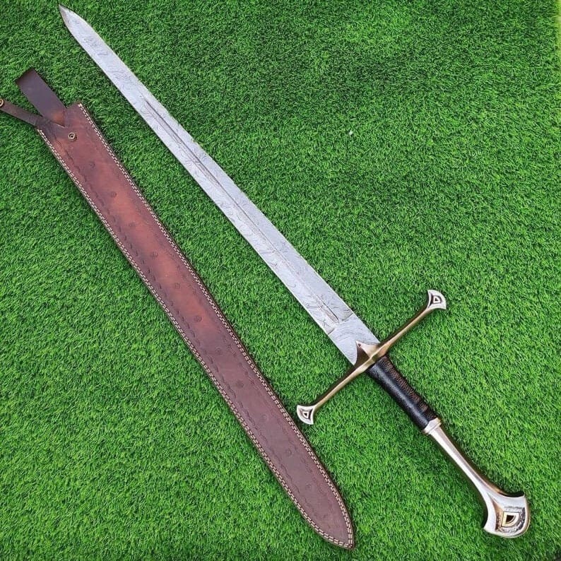 Hand-Forged Damascus Steel ViKing Aragorn Sword | Ancient Sword | With Sheath