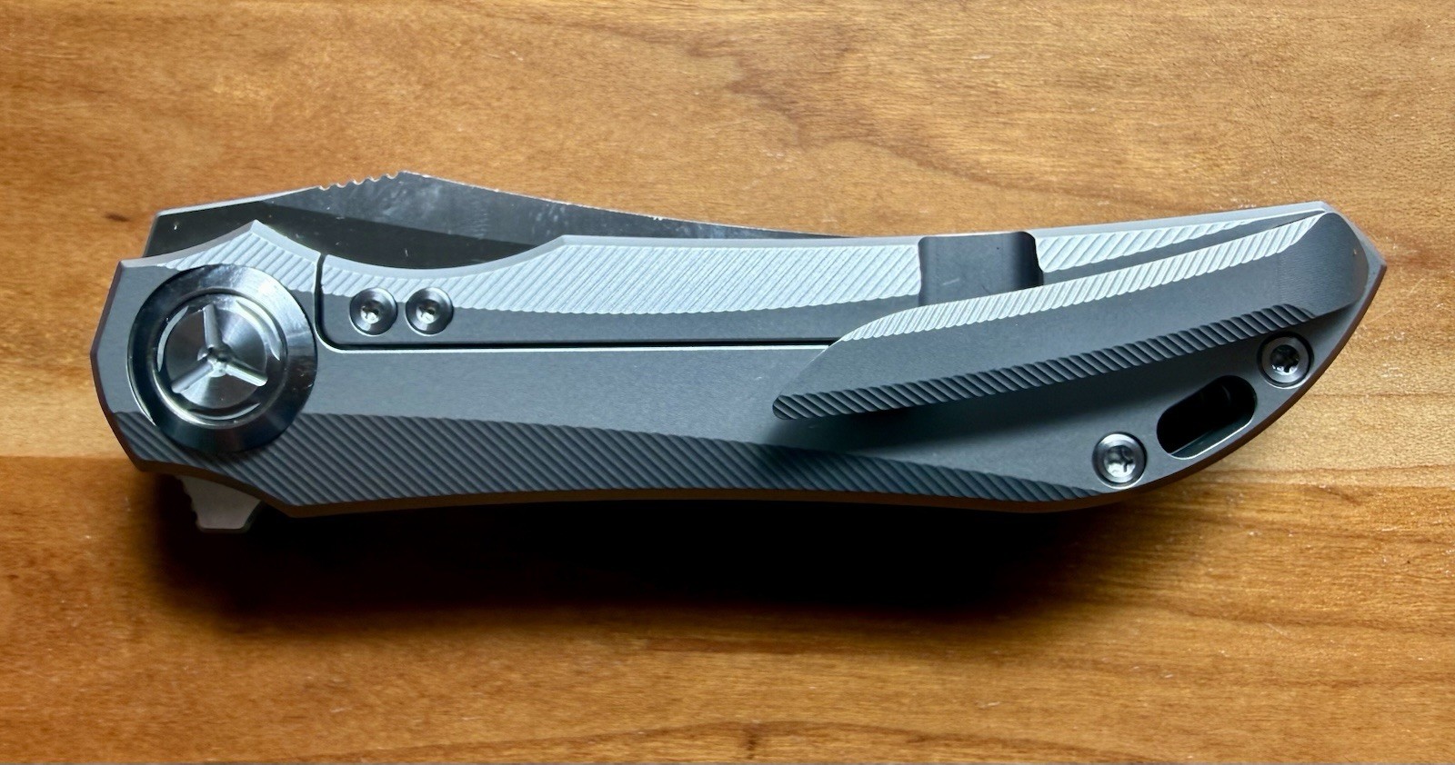 TwoSun TS195 Flipper Knife Titanium Handle M390 Reverse Tanto Blade – NIB
