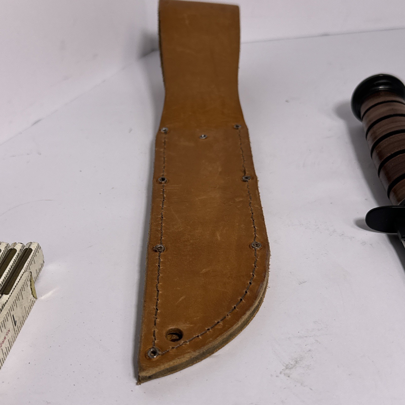 Ka-Bar USMC Fighting Utility Knife 1217 Olean NY 7” Blade Leather Sheath EXC