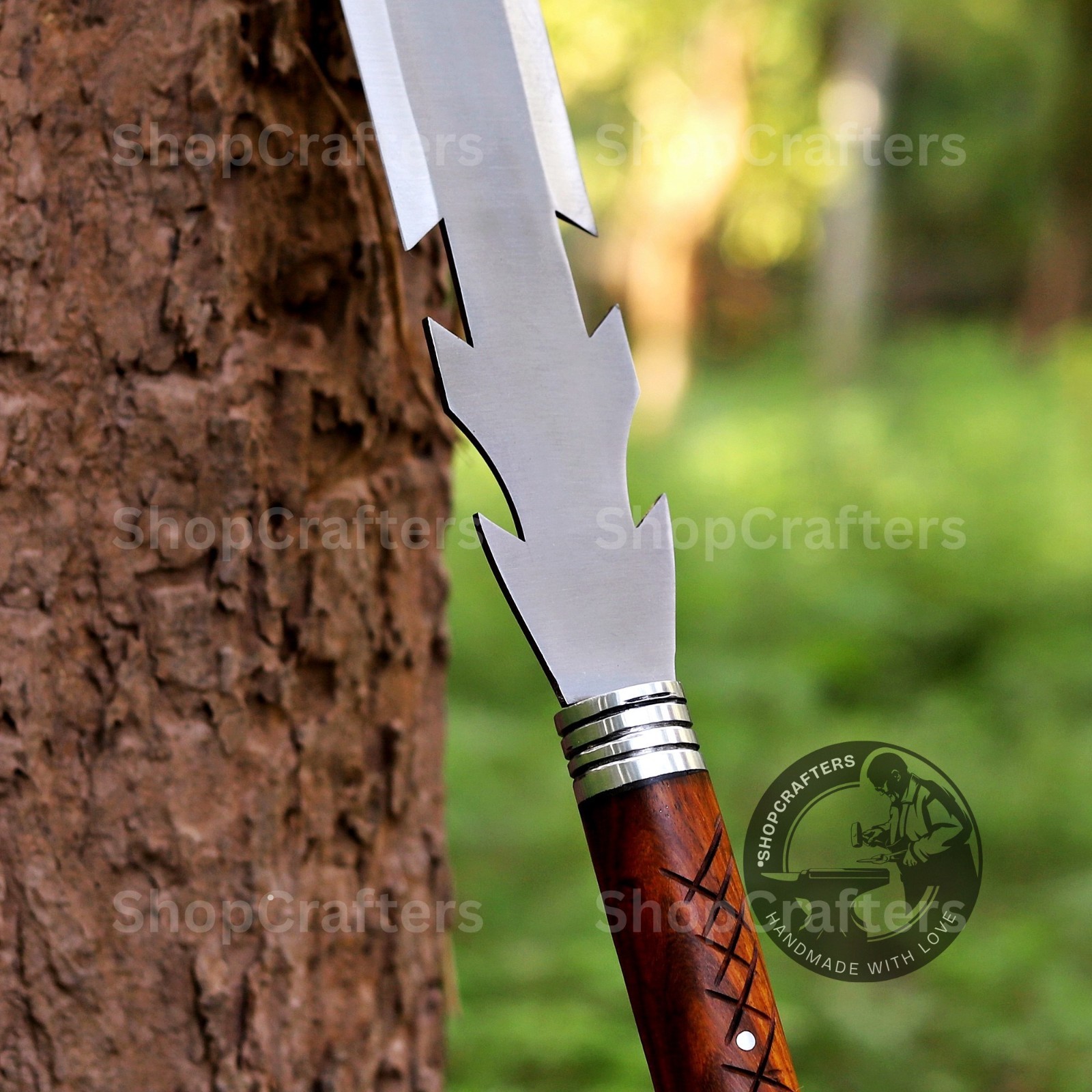 Custom Handmade Carbon Steel Blade Tactical Viking Spear | Hunting Spear Camping