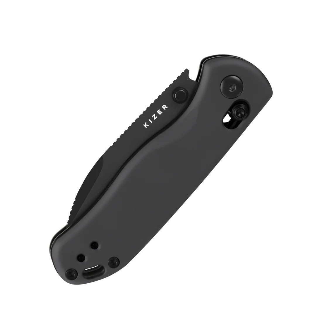 Kizer Drop Bear 2 Folding Knife Gray Alum Handle Nitro-V Plain Gray V3619.2KD2