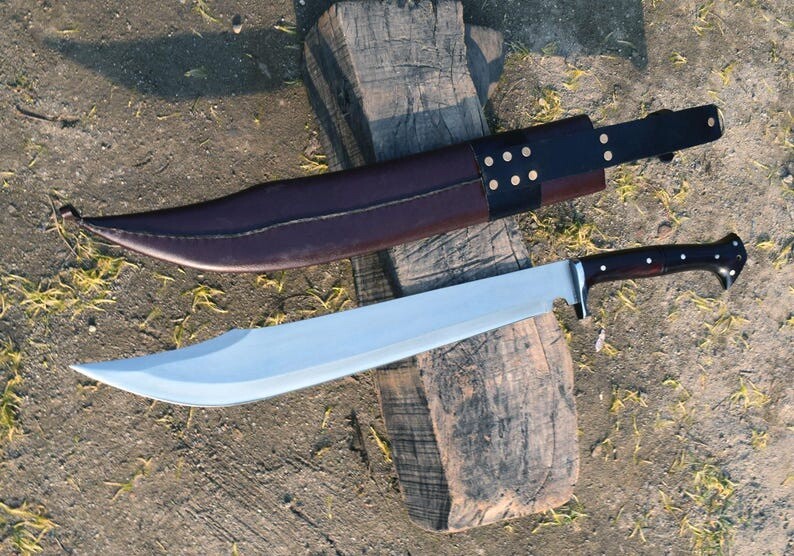 Custom Handmade Carbon Steel Blade Tactical Machete Sword| Hunting sword Camping