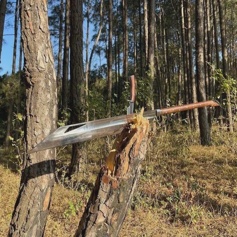 Custom Handmade Carbon Steel Blade Long Machete Sword | Hunting Sword | Camping