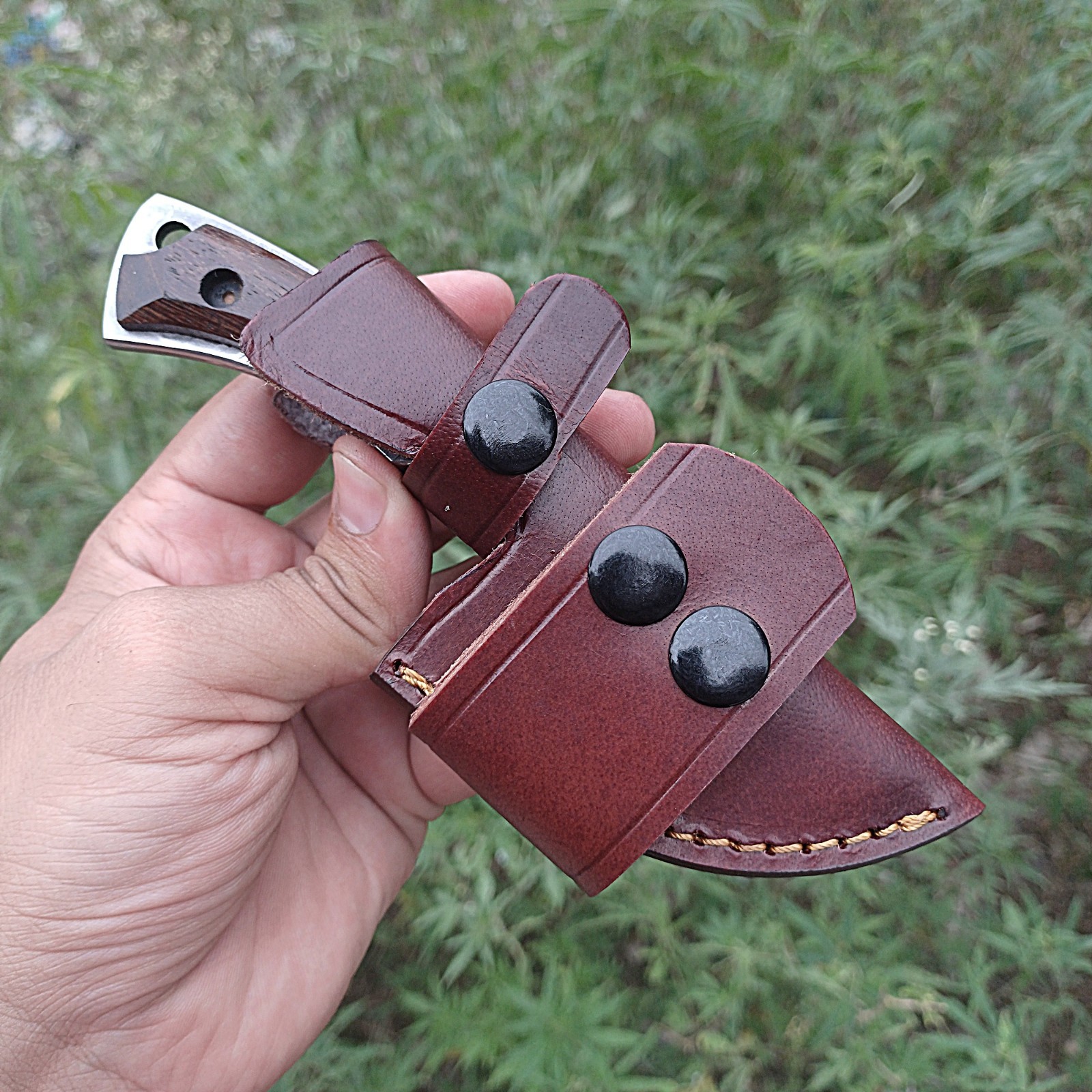 Damascus Small Fixed BLade Neck Knife Handmade EDC, Outdoor Camping Hiking