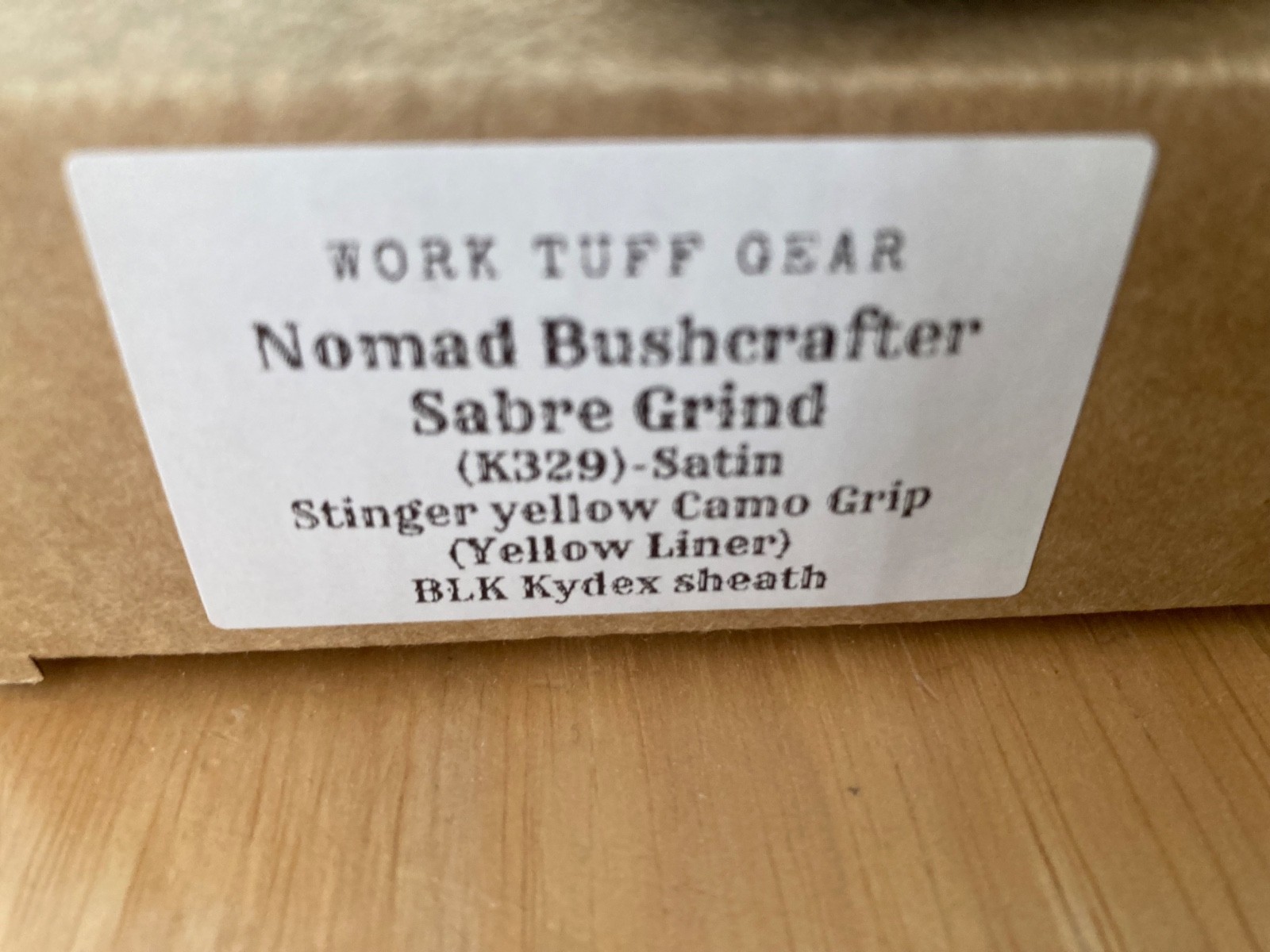 Work Tuff Gear Nomad Bushcrafter Sabre Grind Stinger Yellow Camo Grip NEW K329