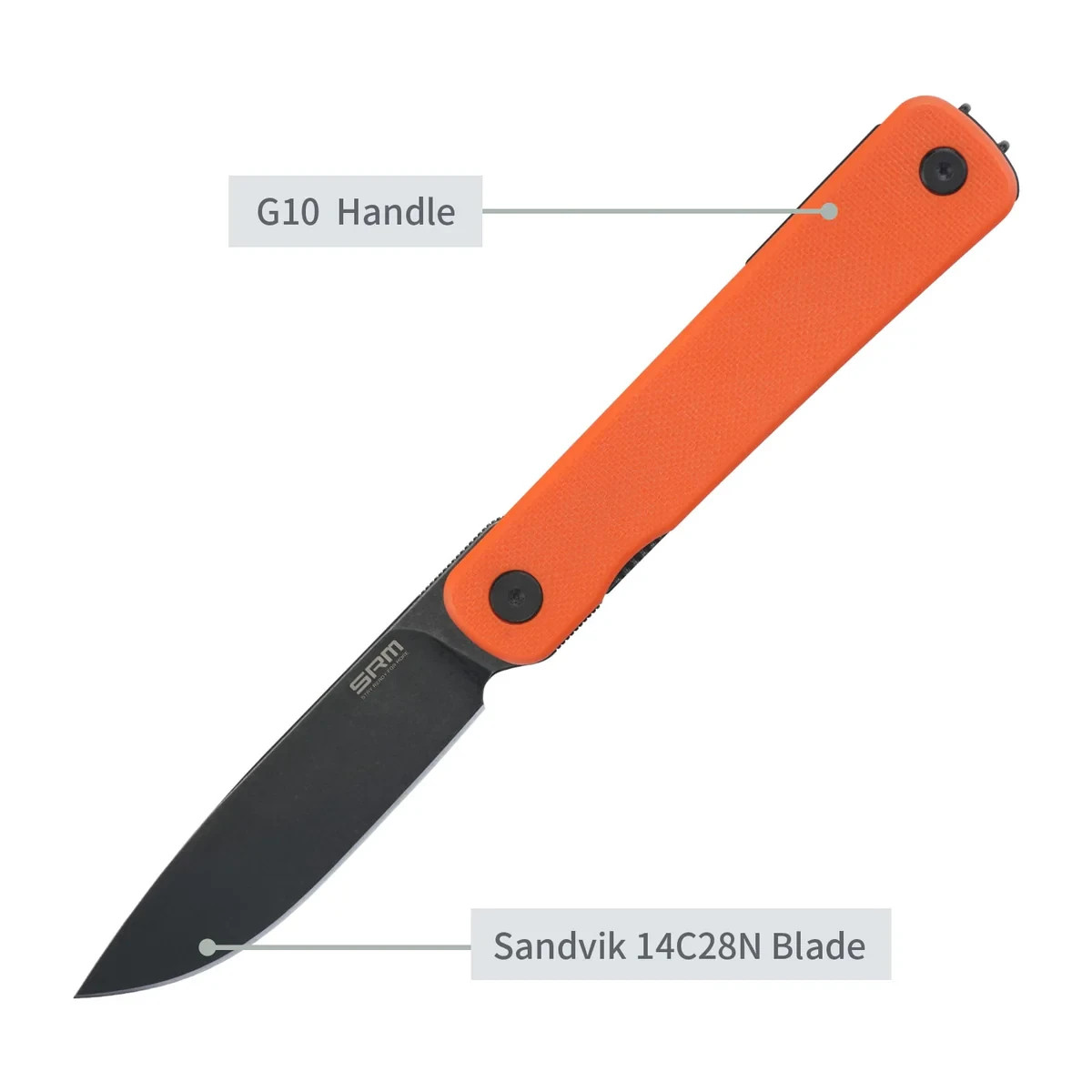 SRM Knives Palfrey Folding Knife 3.25″ 14C28N Steel Blade G10/Stainless Handle