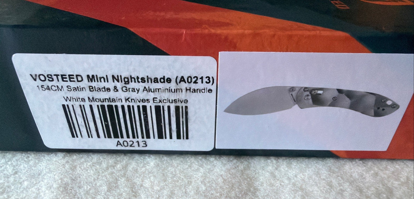 Vosteed Mini Knightshade Gray Sculpted Aluminum Handle 154CM Steel Blade A0213