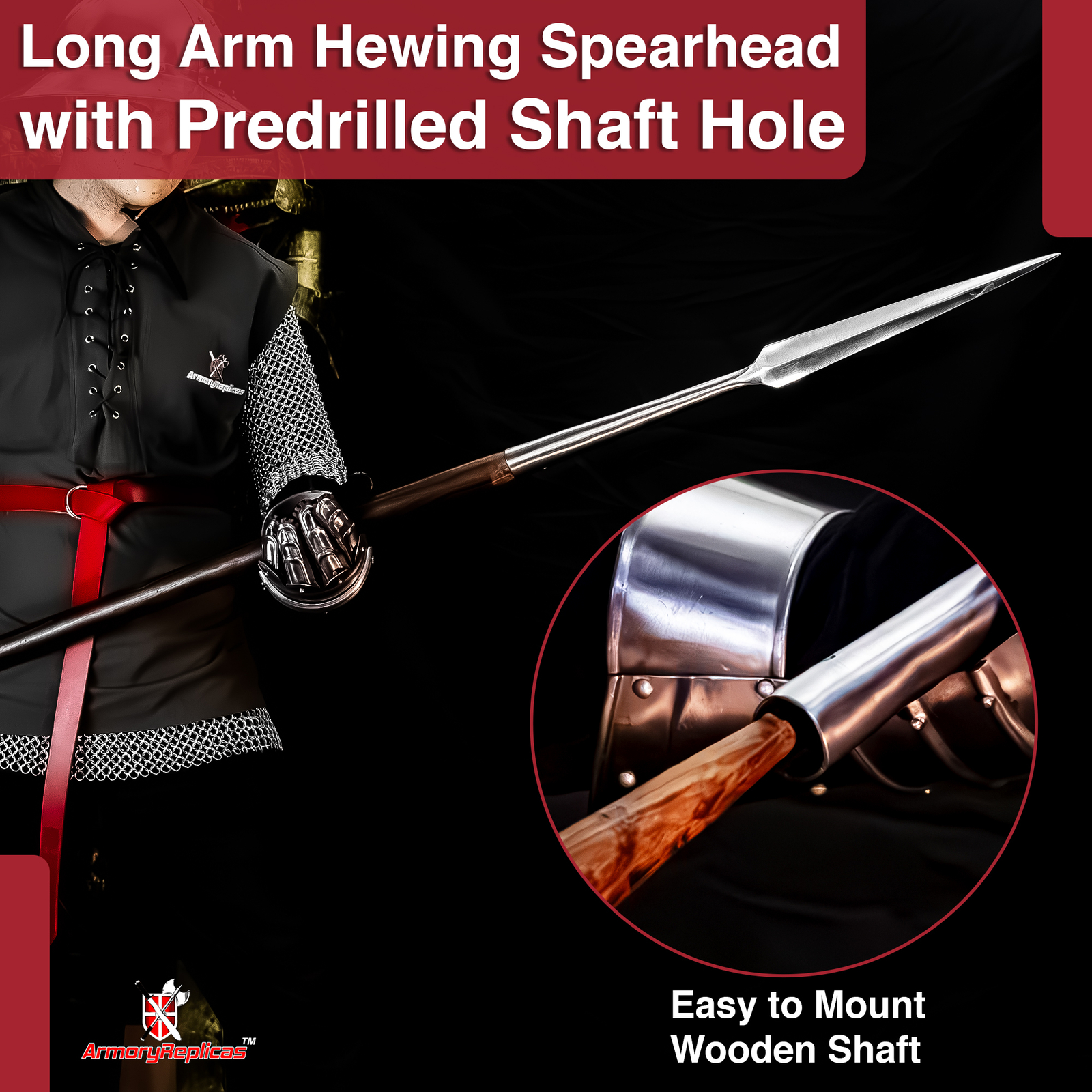 Functional Medieval 1095 High Carbon Steel Predrilled Viking Hewing Spearhead