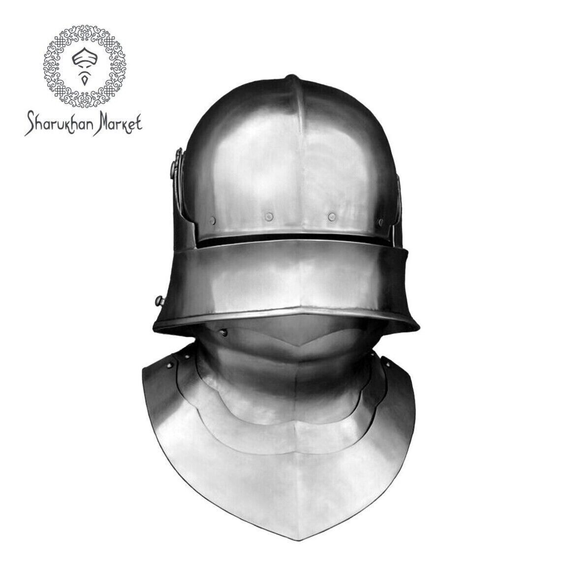 German Sallet Bevor Helmet Medieval Gothic Sca 15 Century Larp Knight Armor