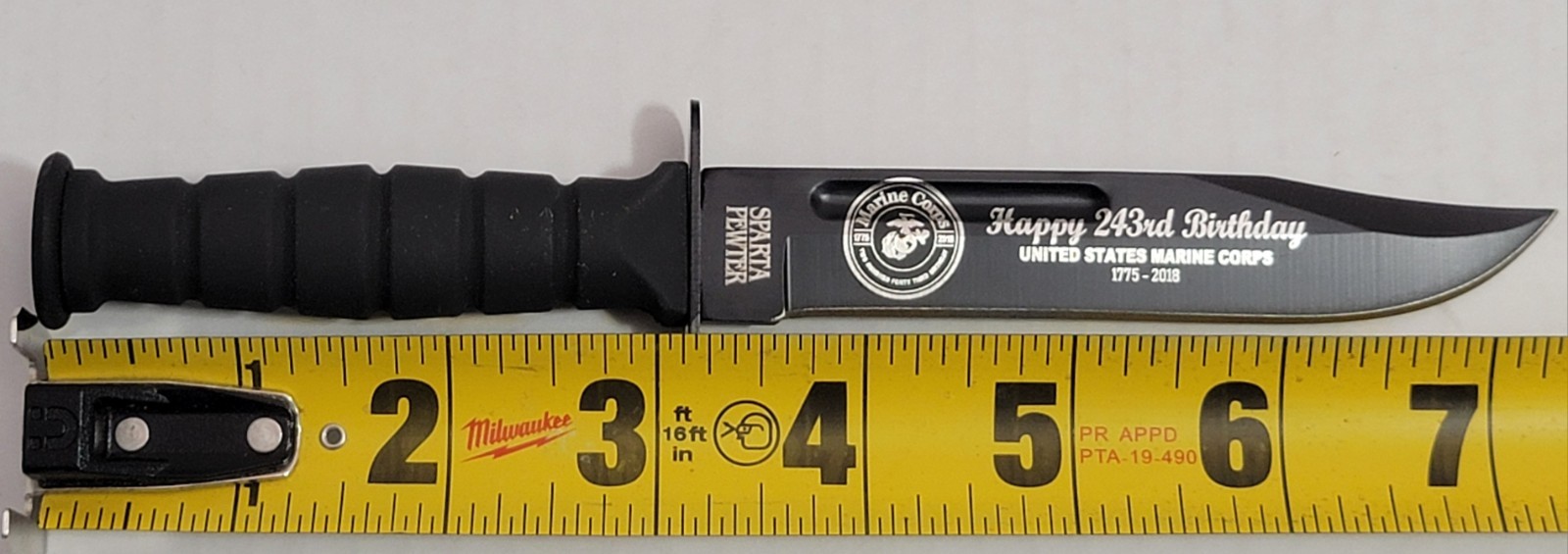 Sparta Pewter Knife, USMC 243rd United States Marine Corps Birthday 1775-2018