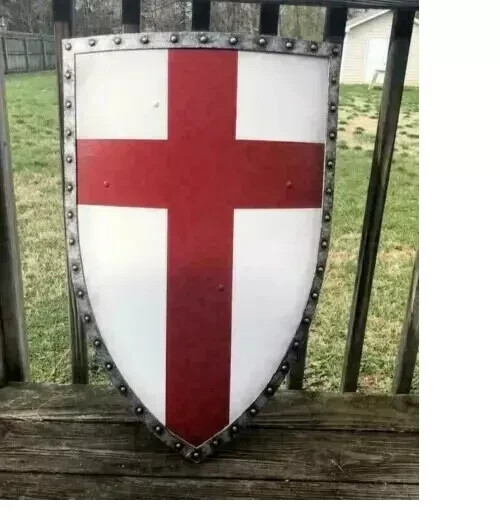 Medieval RED Cross Battle Armor HEATER shield Templar COSPLAY CRUSADER shield