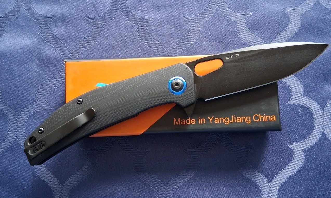 *NEW*🔥 SIXLEAF – Folding Knife w/Black G10 Handle & D2 Black Blade (SL-71)
