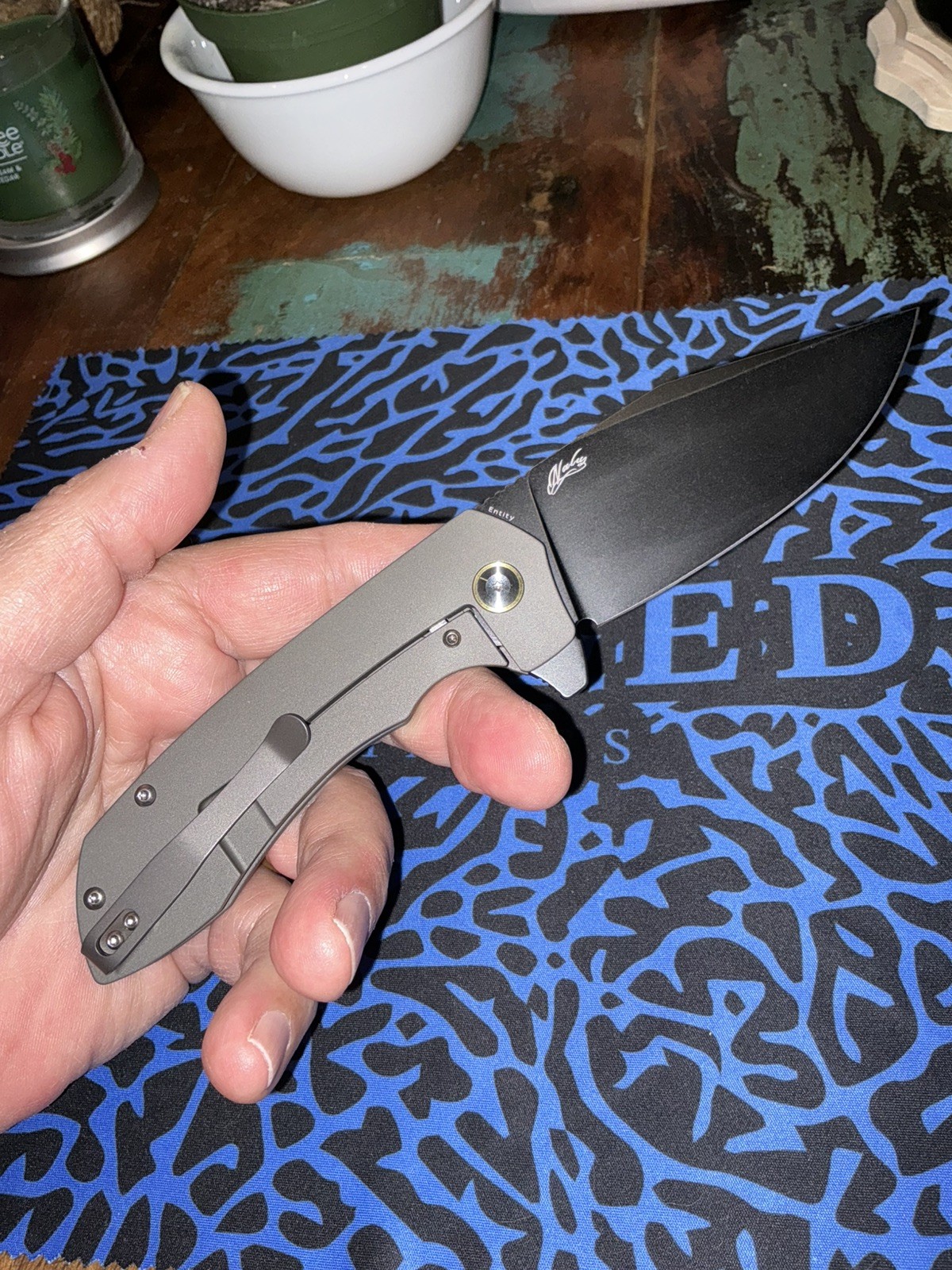 Kansept Entity Linerlock Knife 3.52″ CPM-S35VN Blade Bead Blasted Titanium NEW