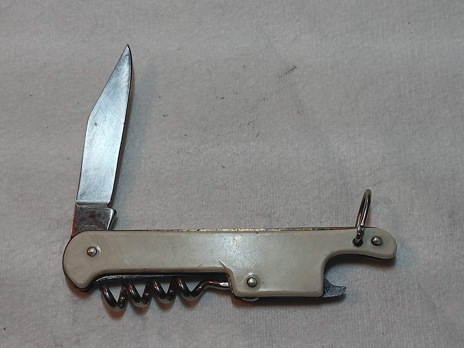 Vintage Pocket Knife USA branded Bartenders Cork Tool Opener Stainless Blade