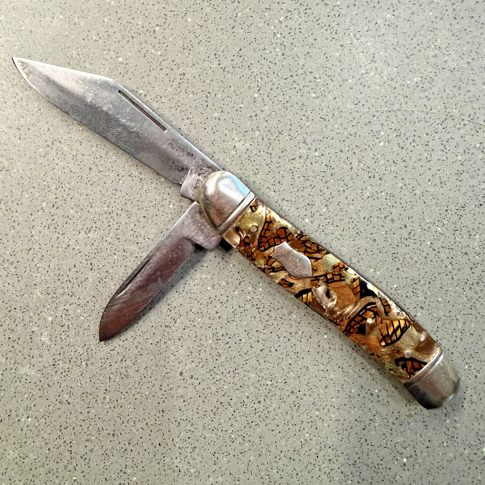 Vintage Imperial Prov RI USA Pocket Knife Shell Handle 2 Blade Jack