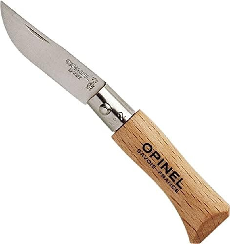 Stainless Steel Inox Folding Knife with Beechwood Handles Sizes No.02 to No.05