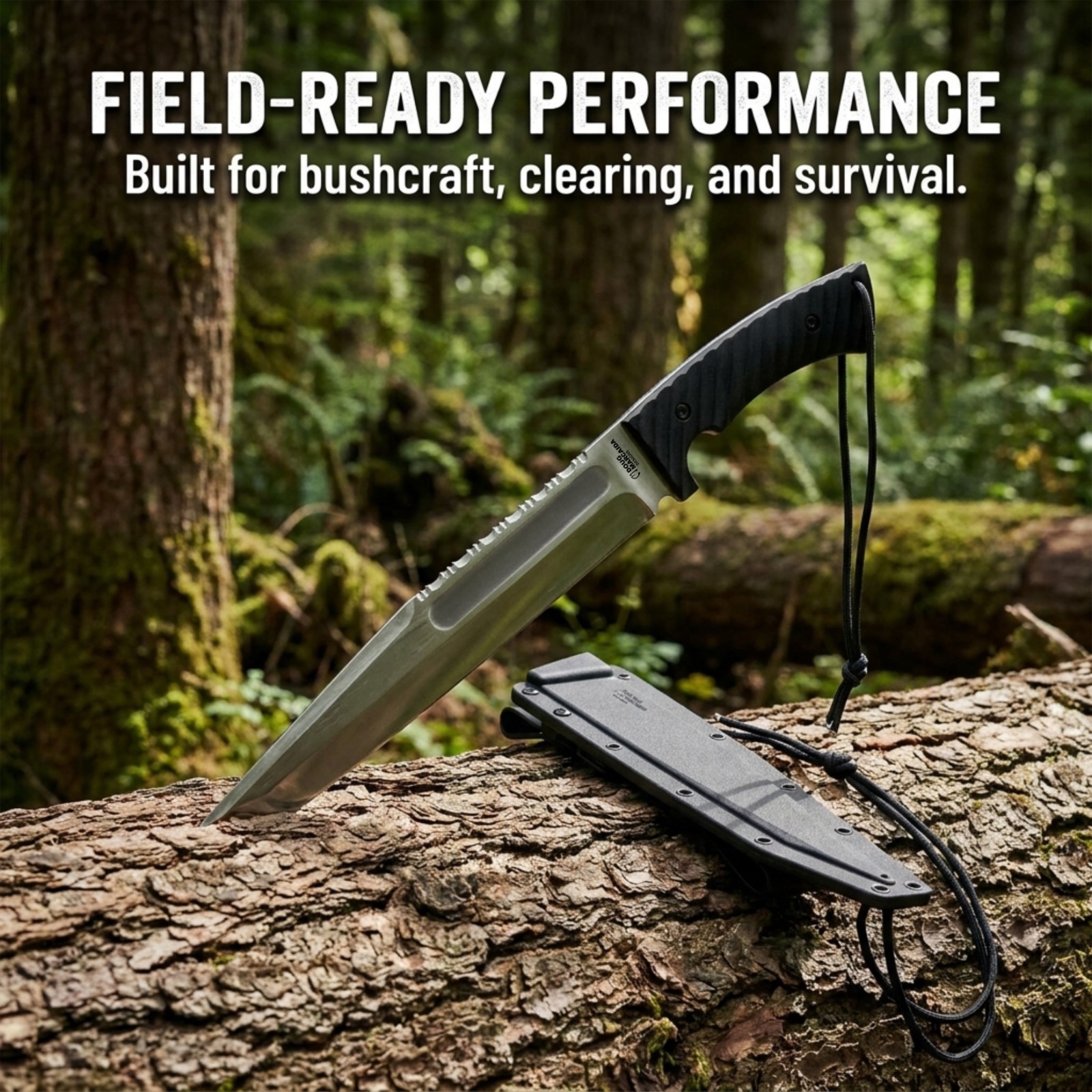 BattlBolt Fixed Blade Full Tang Machete Hunting Survival Knife by Doug Marcaida