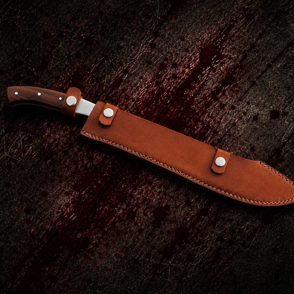 Handmade Damascus Hunting Bowie Machete Style Knife With Sheath Full Tang 18inch