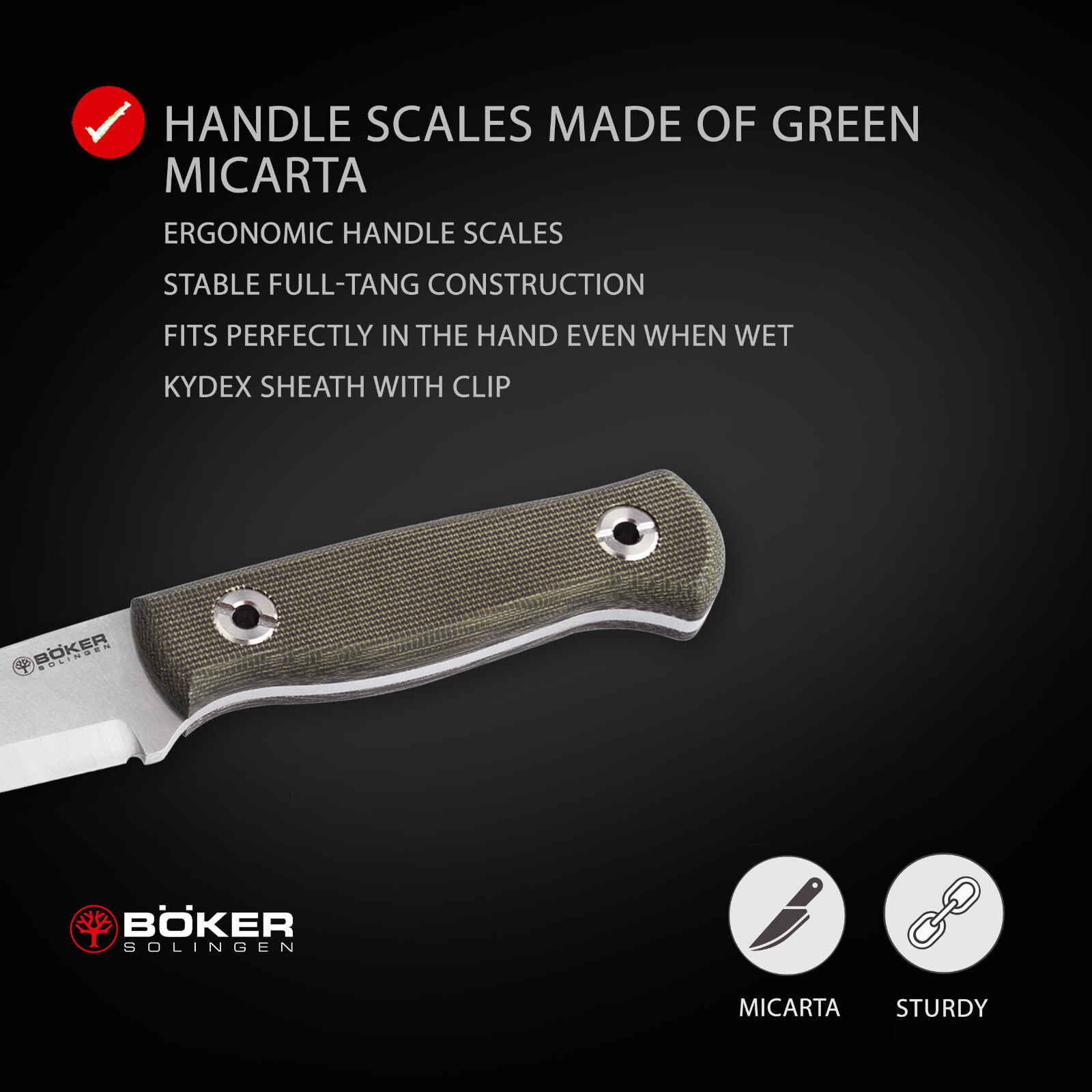 Boker Vigtig vs. Wild Fixed Knife 3.35″ MagnaCut Blade Micarta Handle ✔️ 121509