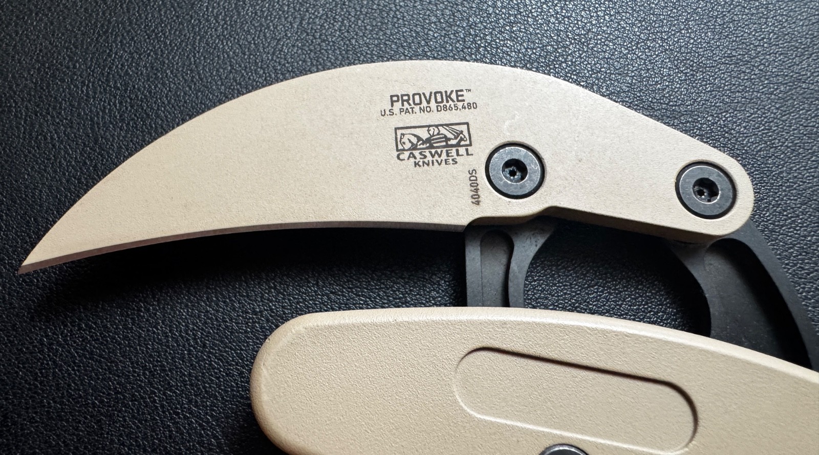 CRKT Provoke D2 hawkbill blade Aluminum Handles w/ Desert Sand Cerakote finish