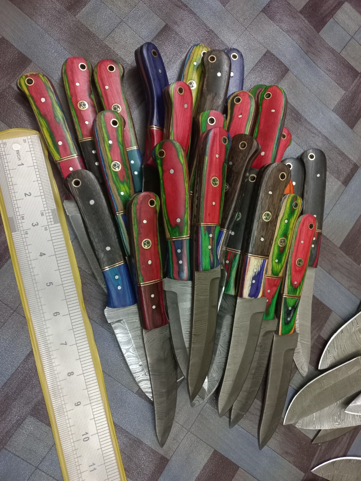 20 Pcs Lot 8″ Damascus Steel Hunting Camping Skinner knife with Leather Sheath