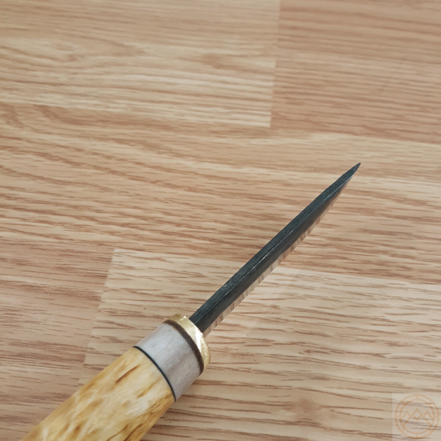 Wood Jewel Vuolu Fixed Knife 3.25″ Carbon Steel Blade Curly Birch/Horn Handle