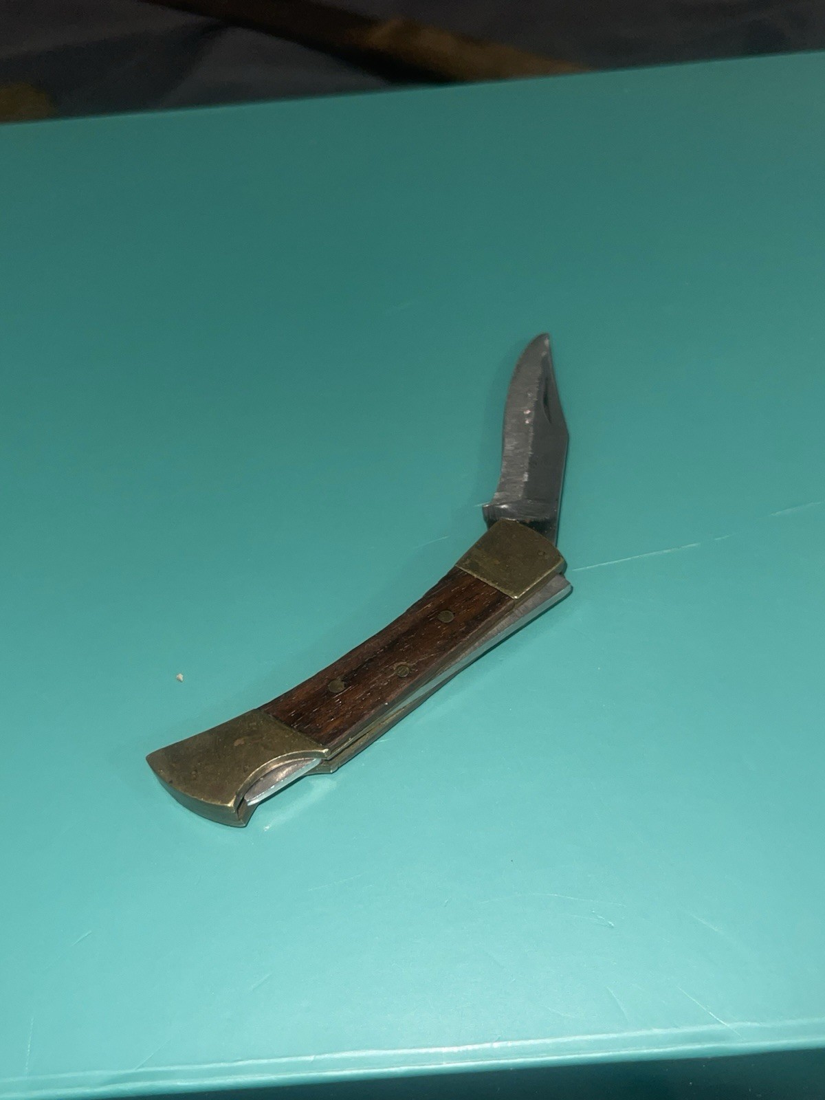Vintage Wood And Brass Pocket Knife