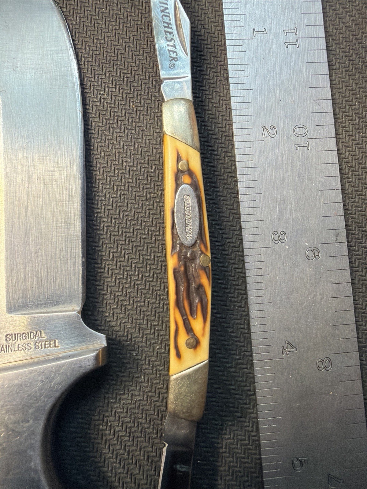 2 Winchester knives, 2003 Double Blade Stainless, & 3.5” Fixed Made in China