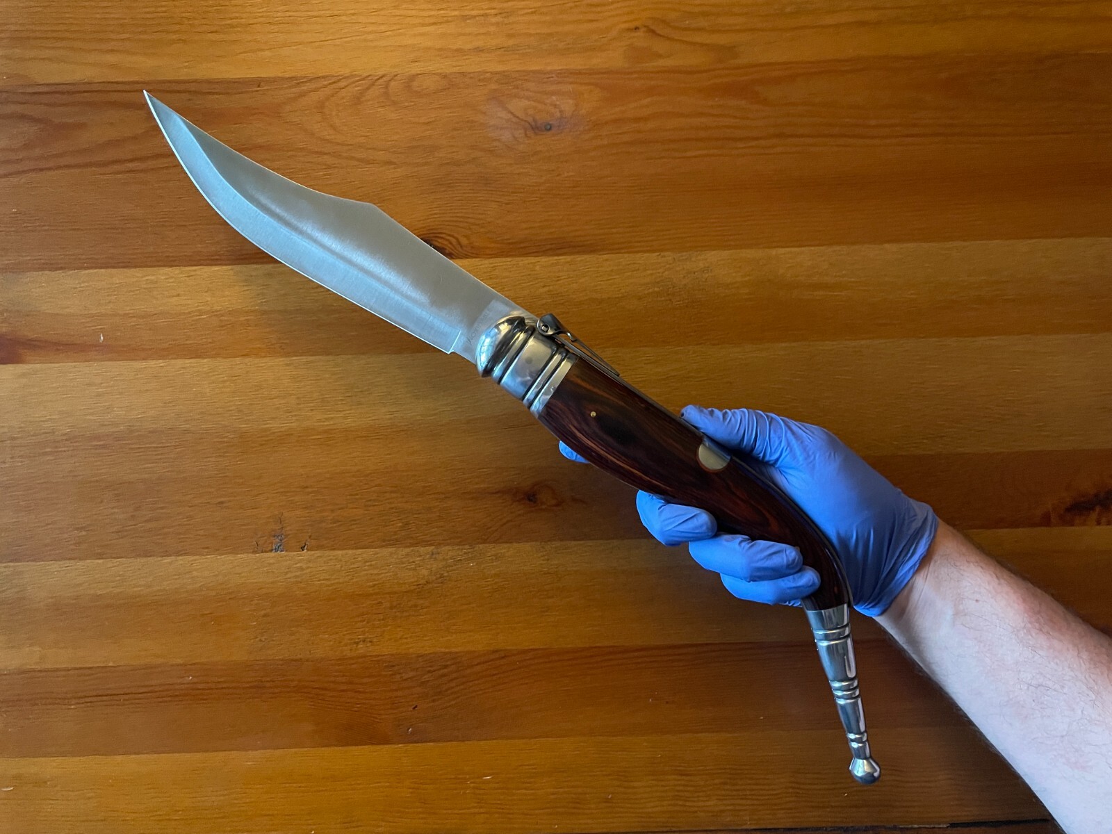 9″ Giant Navaja Sevillana Folding Ratchet Knife Red Wood Scales From Spain