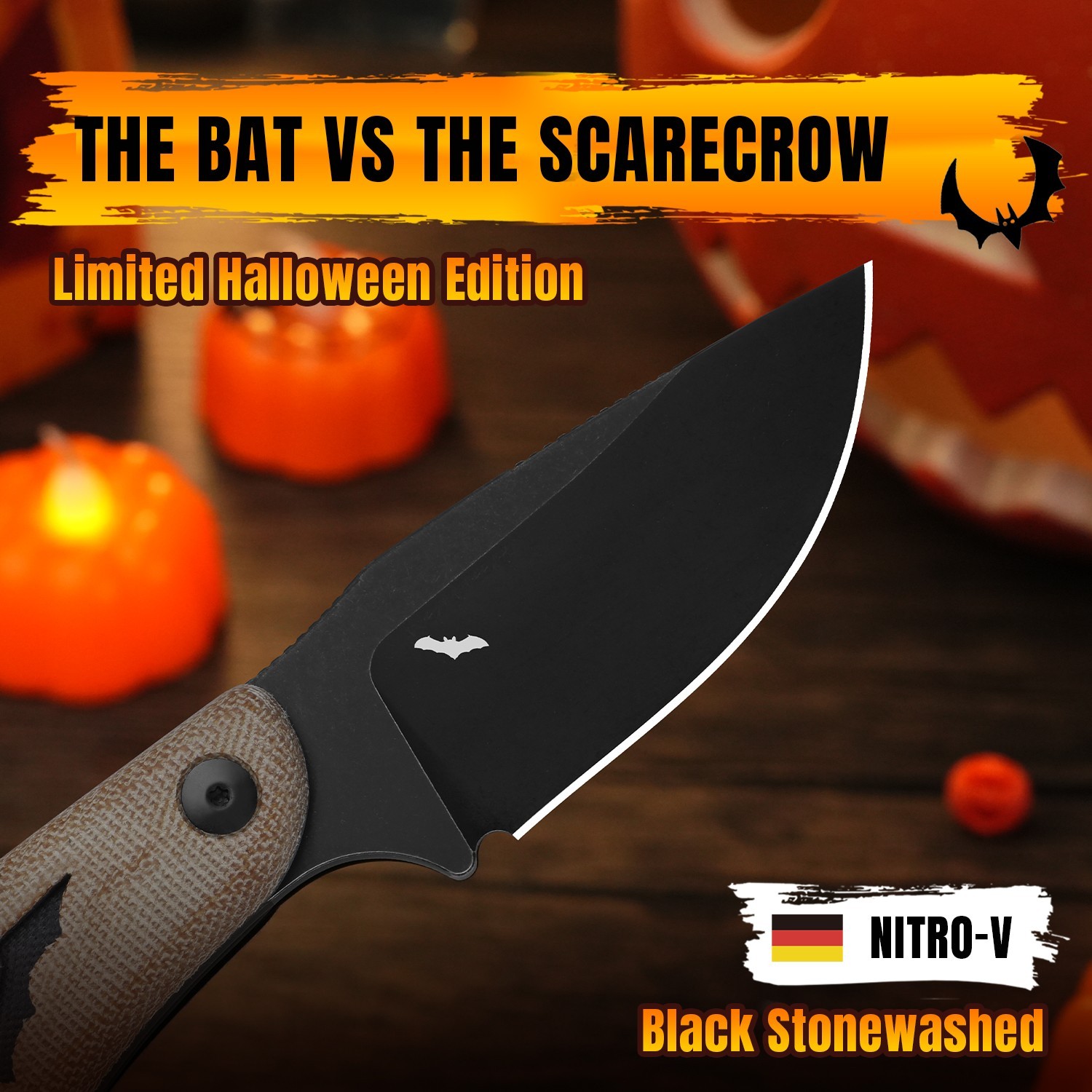 Kizer Hare Fixed Knife Nitro-V Blade Micarta &G10 Handle +Sheath Halloween Gift