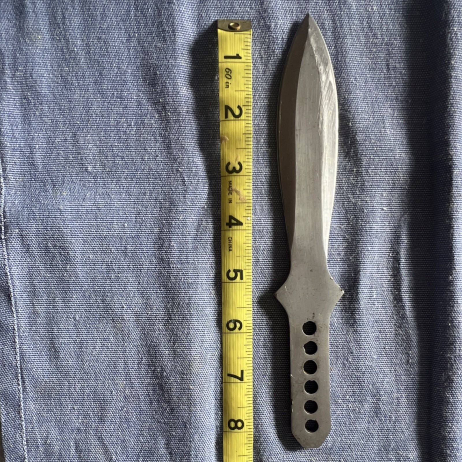 Stainless Steel Throwing Knife Spear Point Over 5in Colored Blade Silver
